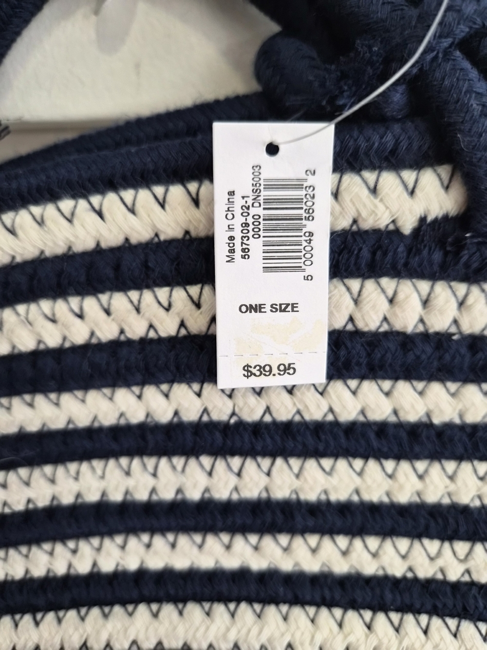 GAP Navy and Cream Striped Rope Tote